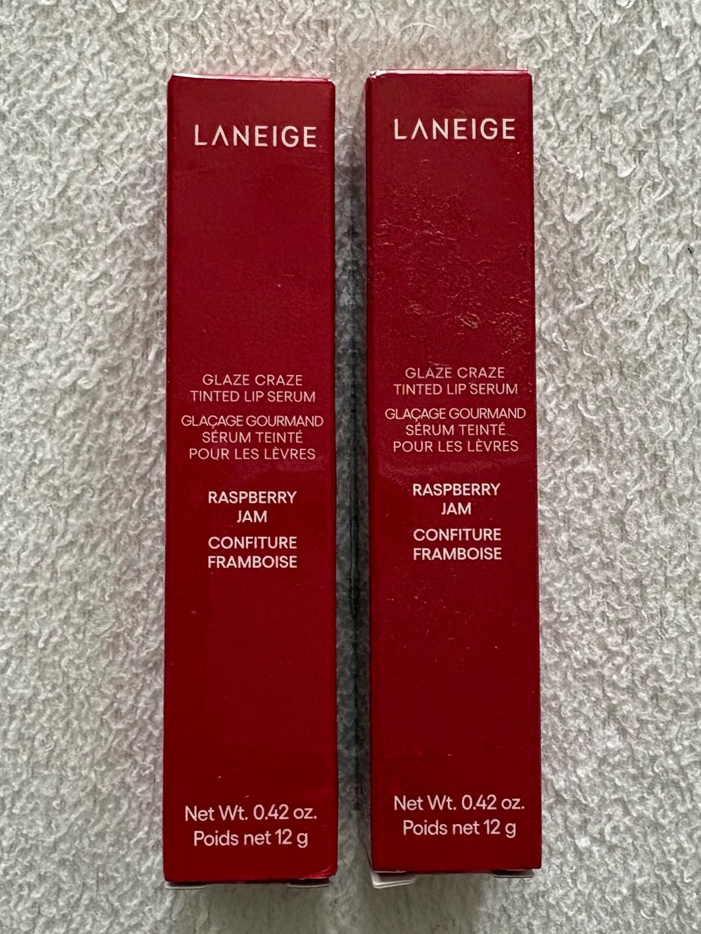 2 Laneige Glaze Craze Tinted Lip Serum in Raspberry Jam 0.42 oz